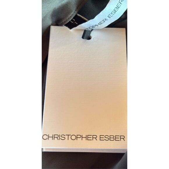 CHRISTOPHER ESBER Verdant Falls Draped Silk Satin Bodysuit in Seaweed NWT Size 8 - Picture 10 of 13